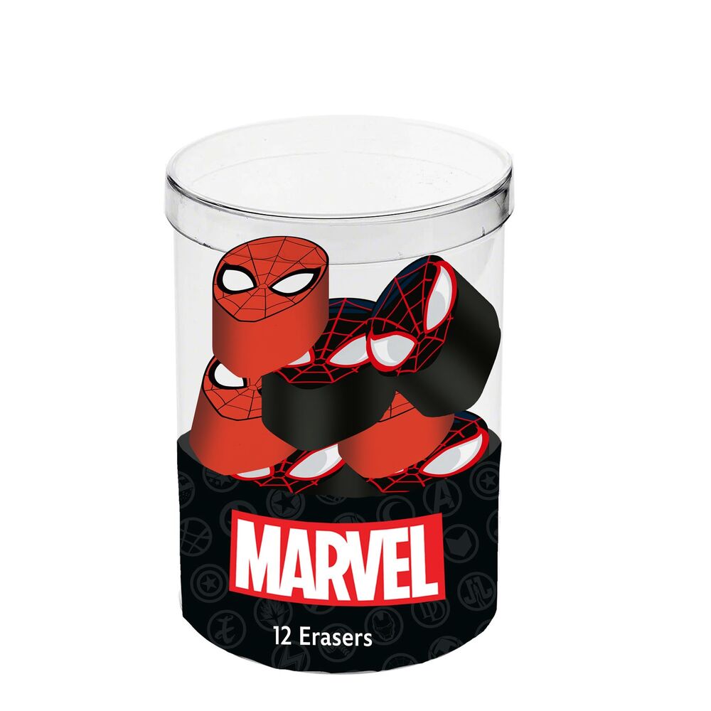 Lot de 12 gommes cube Marvel Spiderman colorées et détaillées par KARACTERMANIA