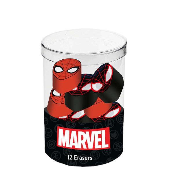Lot de 12 gommes cube Marvel Spiderman colorées et détaillées par KARACTERMANIA