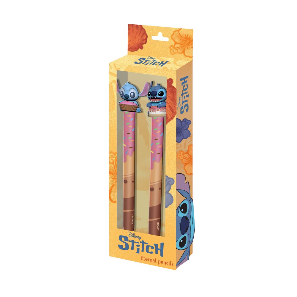 Pack de 2 crayons Disney Stitch avec emballage blister, design coloré et personnage emblématique