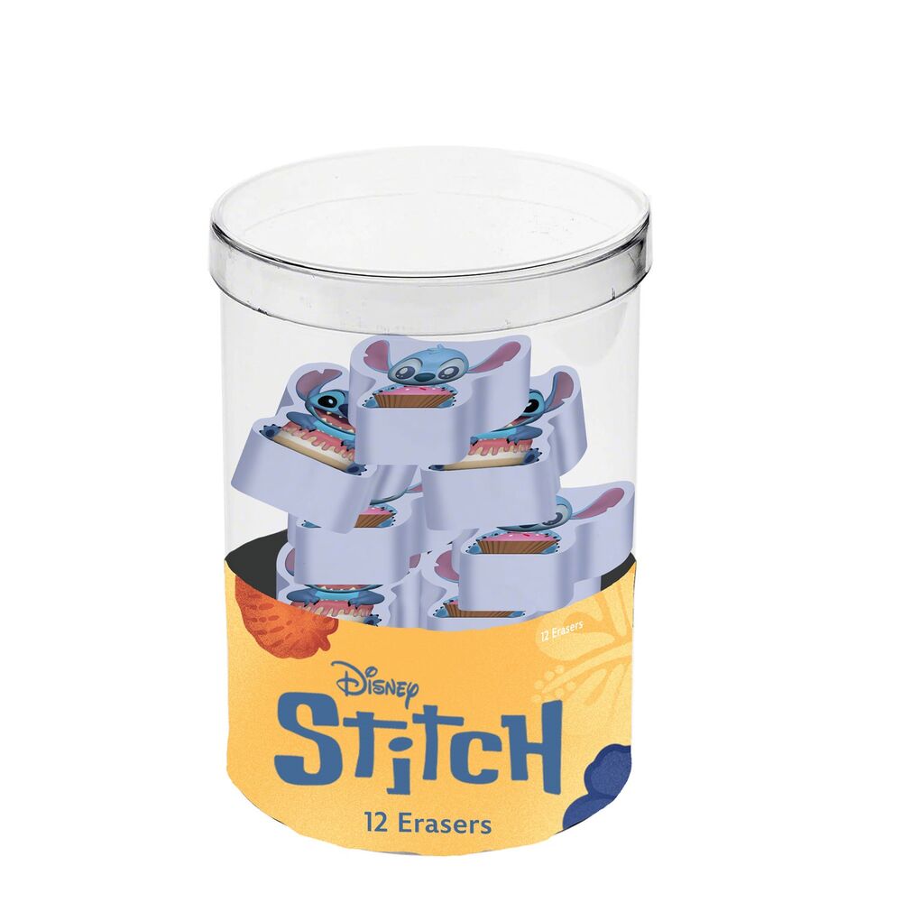 Lot de 12 gommes Disney Stitch colorées par KARACTERMANIA avec design original.