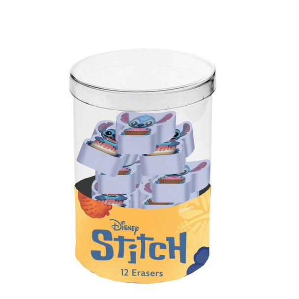 Lot de 12 gommes Disney Stitch colorées par KARACTERMANIA avec design original.