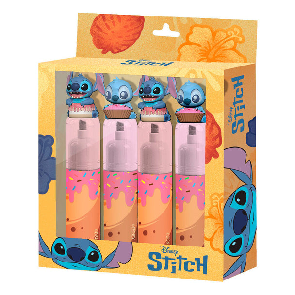 Pack de 4 surligneurs Disney Stitch avec design coloré et ergonomique par KARACTERMANIA
