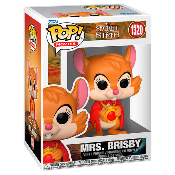 Figurine Funko POP Mrs Brisby du Secret de Nimh en vinyle, vue de face dans sa boîte cadeau officielle.