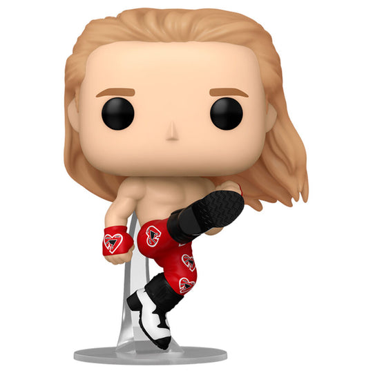 Détail de la figurine Funko POP Shawn Michaels avec ses vêtements et accessoires caractéristiques, présentation côté