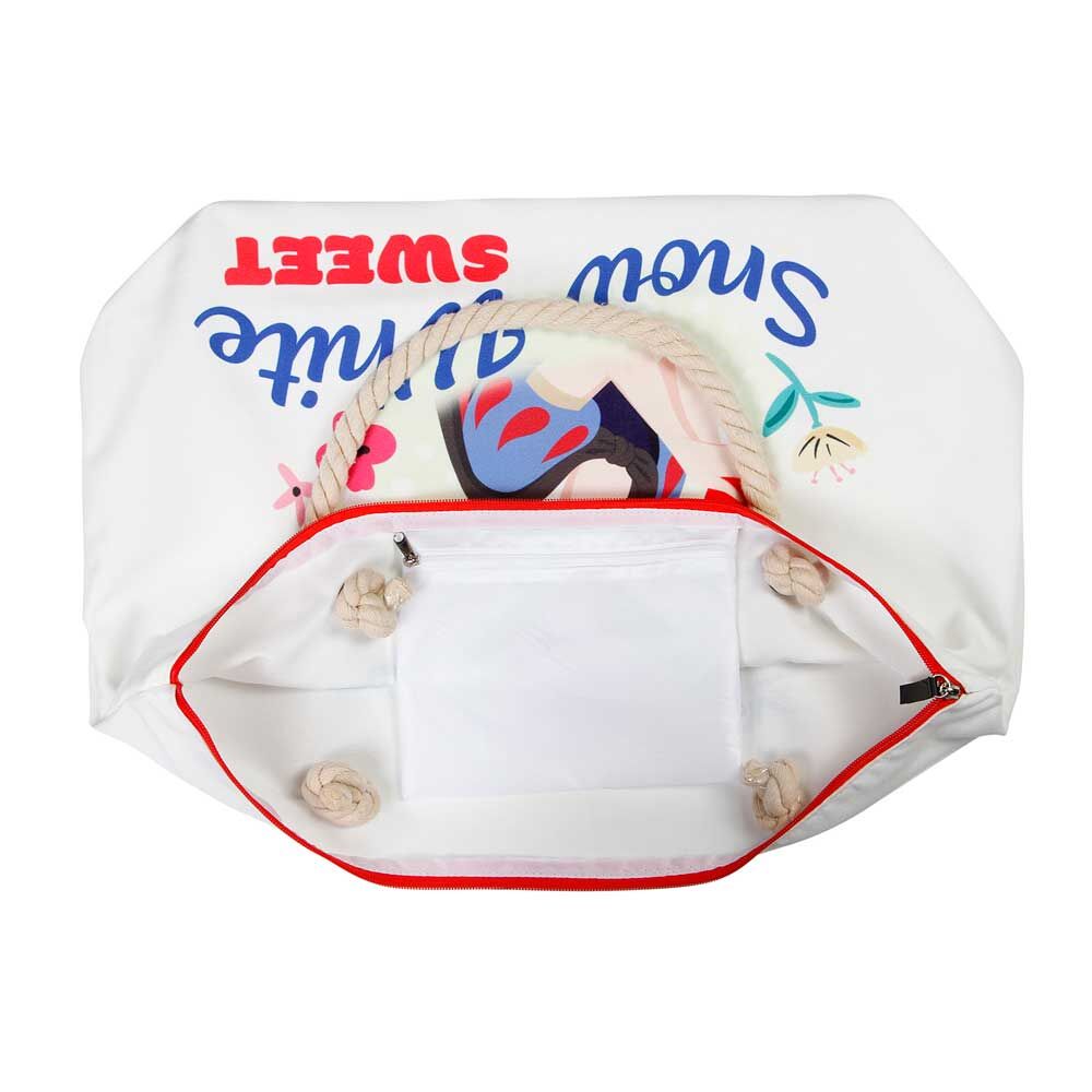 Poignées supérieures du sac de plage Disney Blanche Neige Sweet Summer, confortables pour un porté main ou épaule