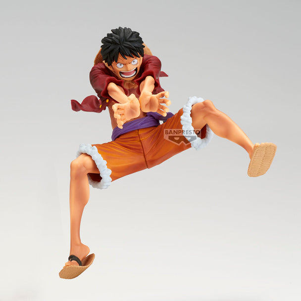 Détail du visage expressif de la figurine Monkey D Luffy BANPRESTO Maximatic