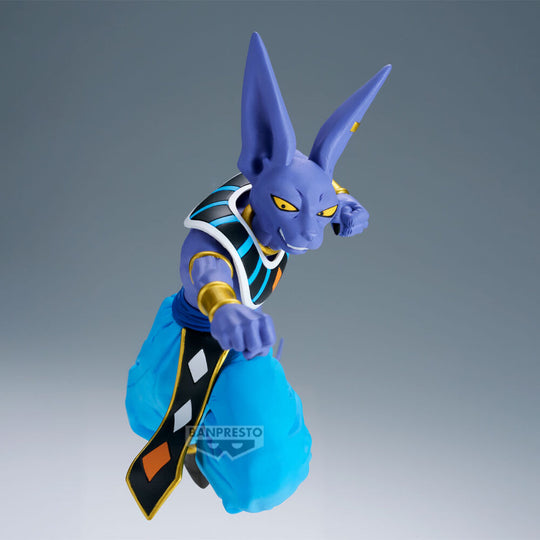 Vue arrière de la figurine Beerus 15cm montrant les détails de la tenue et posture