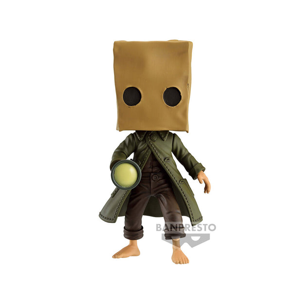 Profil gauche de la figurine Mono montrant les détails du manteau jaune
