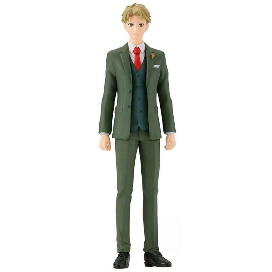 Vue latérale de la figurine Loid Forger de BANPRESTO, mettant en valeur la qualité et les finitions du produit.