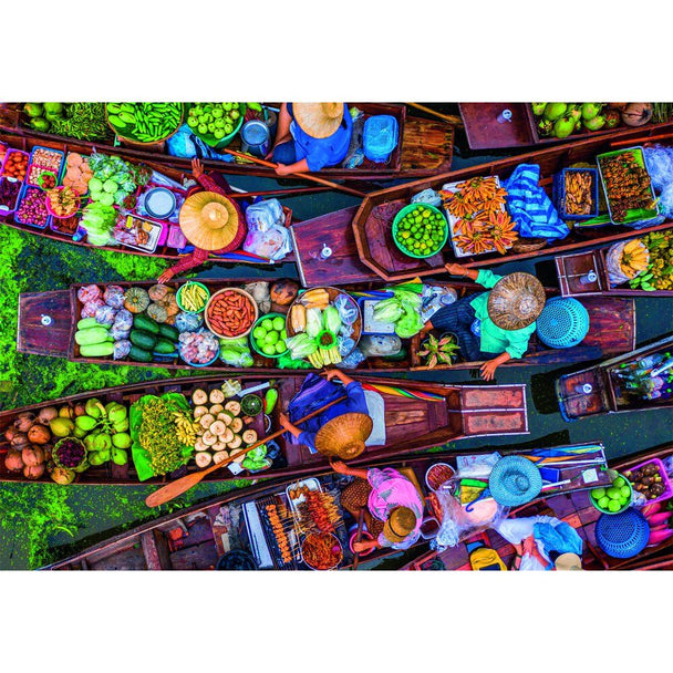 Image du puzzle thaïlandais flottant CLEMENTONI 1000 pièces avec détails colorés et dimensions 70x50 cm