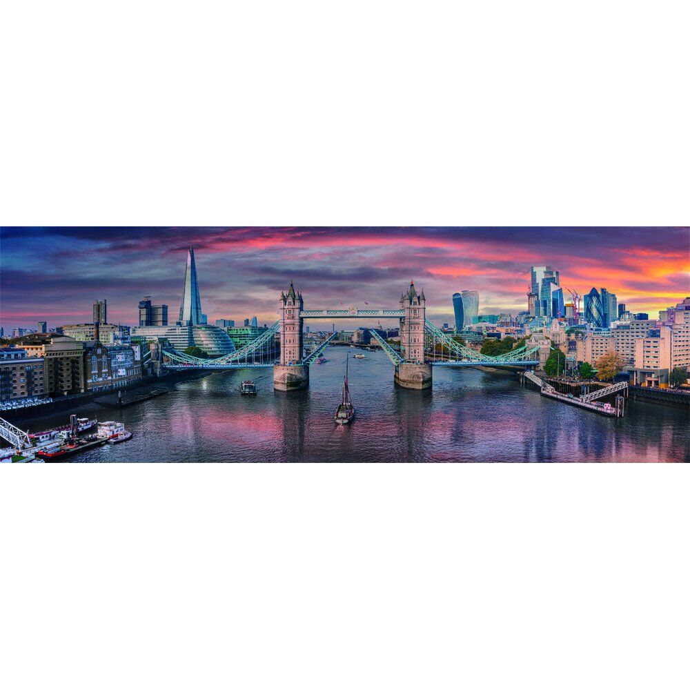 Vue panoramique du puzzle 1000 pièces de la rivière Thames avec les monuments emblématiques de Londres en arrière-plan