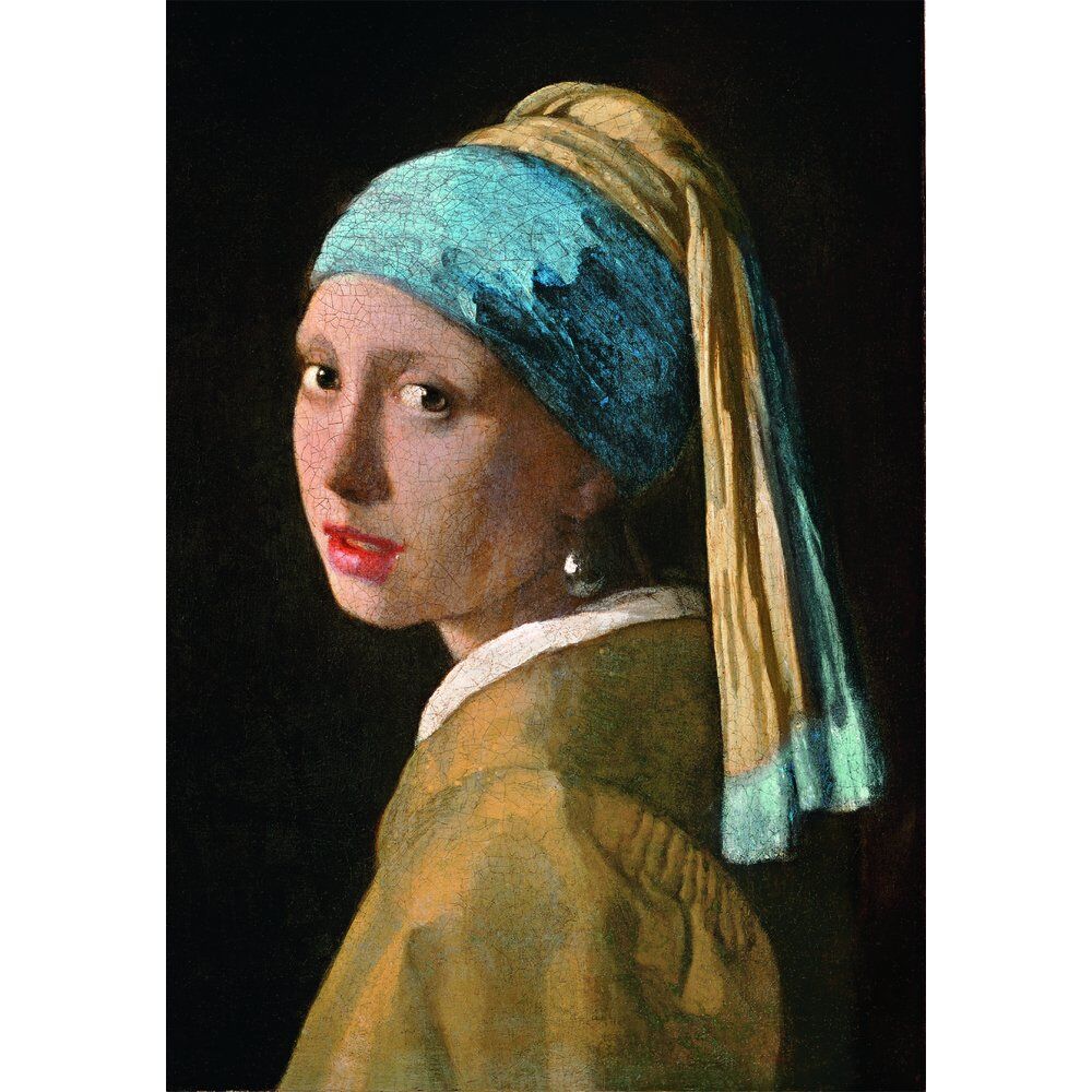 Puzzle 1000 pièces de La Jeune Fille à la Perle de Vermeer, image complète du tableau avec détails précis