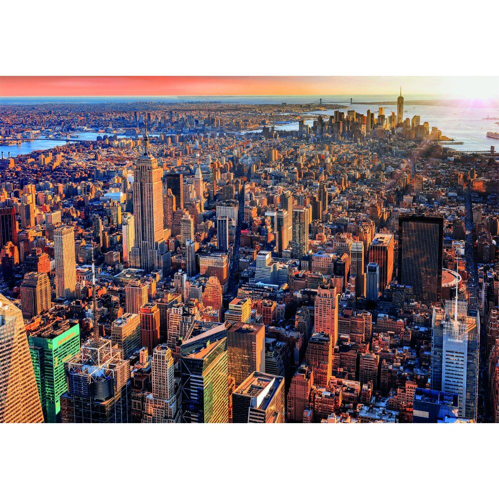 Puzzle CLEMENTONI 1000 pièces représentant une vue détaillée de la ville de New York avec ses gratte-ciels emblématiques.