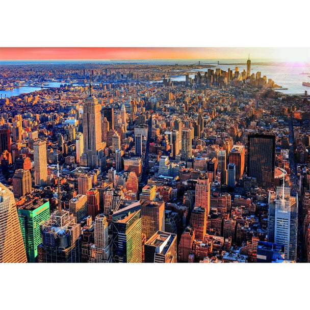 Puzzle CLEMENTONI 1000 pièces représentant une vue détaillée de la ville de New York avec ses gratte-ciels emblématiques.