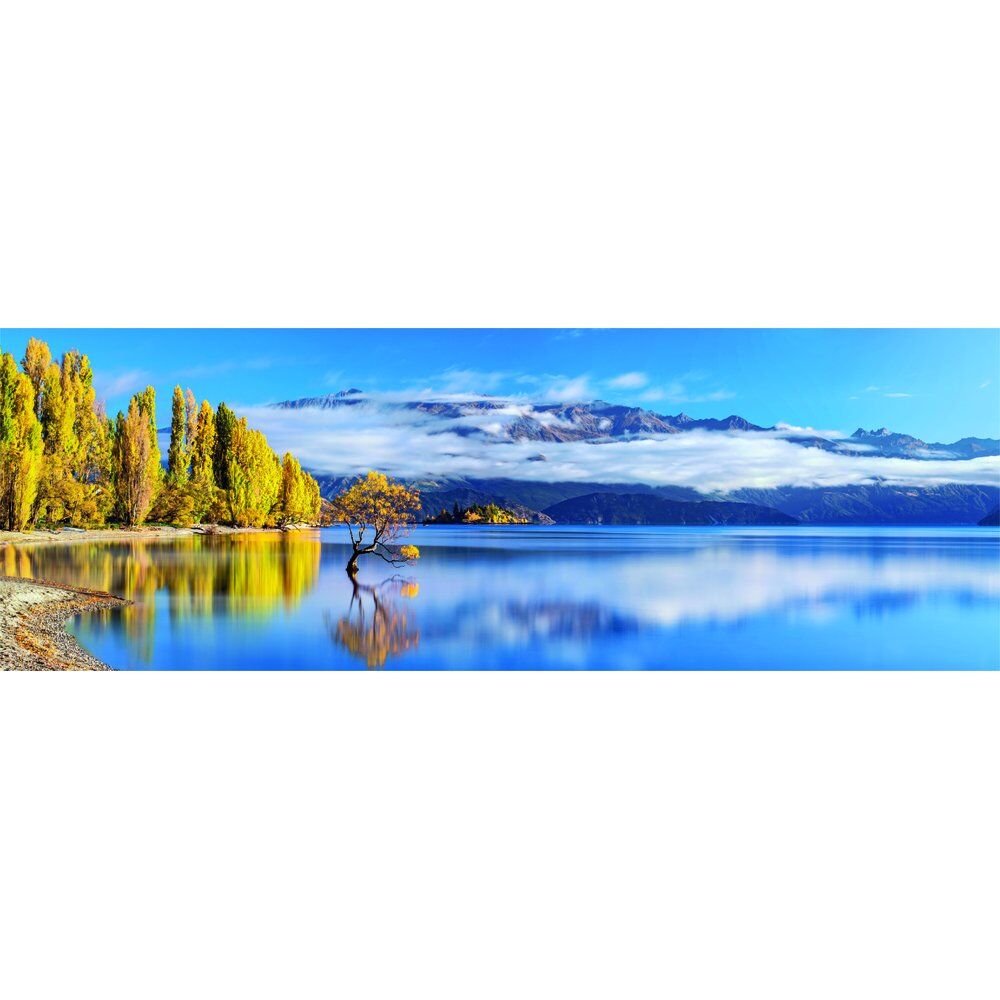 Puzzle Wanaka Golden Reflections assemblé montrant un panorama du lac aux reflets dorés avec une résolution nette et des couleurs vibrantes