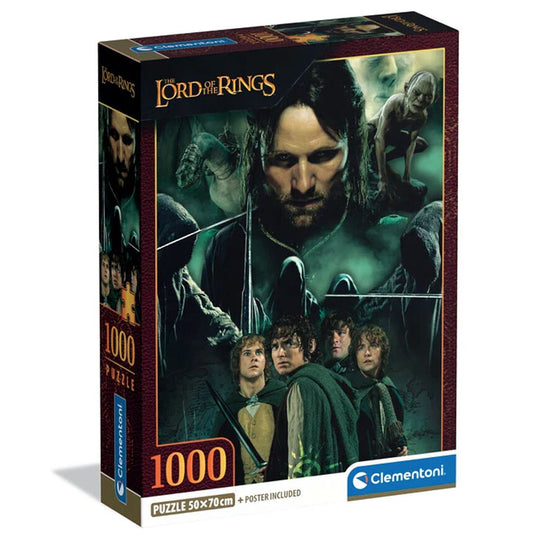 Boîte du puzzle The Lord of the Rings 1000 pièces montrant le logo CLEMENTONI et illustration du puzzle