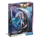 Vue rapprochée des détails du puzzle Anne Stokes Dragon Mage avec couleurs vives et motifs fantastiques sur 70x50 cm.
