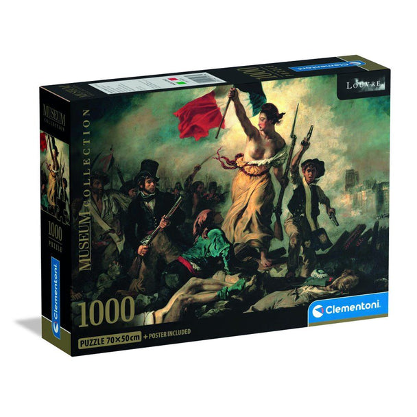 Boîte du puzzle CLEMENTONI Liberté guidant le peuple avec illustration colorée et dimensions 70x50 cm