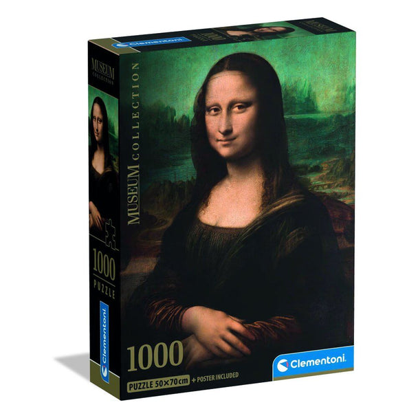 Boîte du puzzle Museum Leonardo Mona Lisa 1000 pièces avec image de la peinture et logo CLEMENTONI