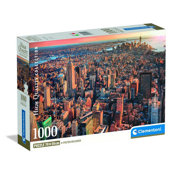 Image du puzzle New York City assemblé, montrant les détails précis et la qualité des pièces du produit CLEMENTONI.