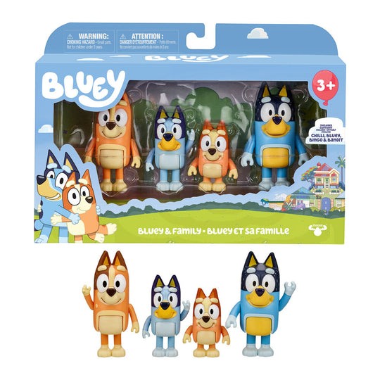 Figurine Bluey numéro 2 du pack FAMOSA, position dynamique et expression joyeuse