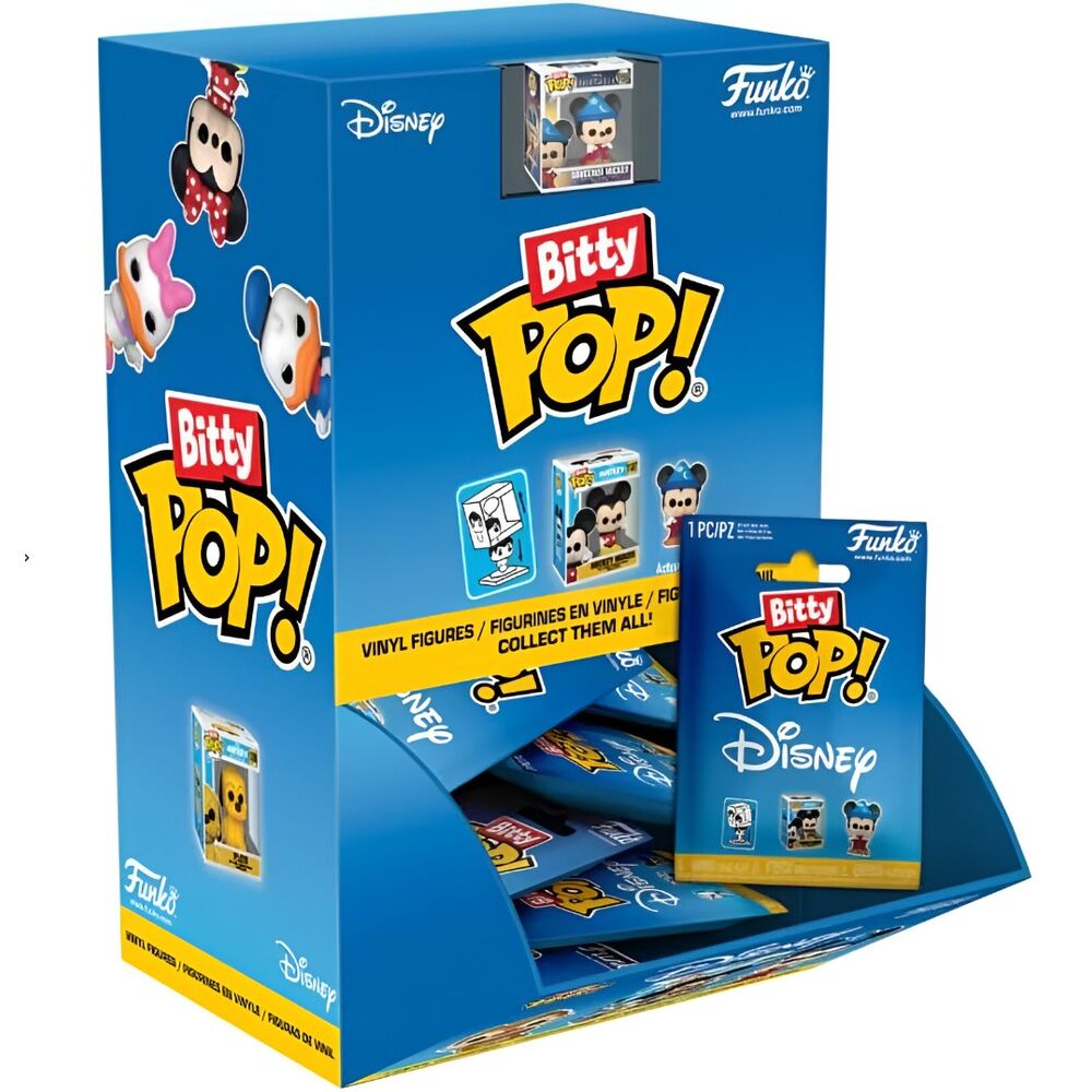 Figurine Disney Bitty POP mystère FUNKO avec design coloré et détaillé, emballage surprise unique.