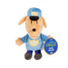 Vue latérale du jouet peluche Dogman 25cm montrant sa texture douce