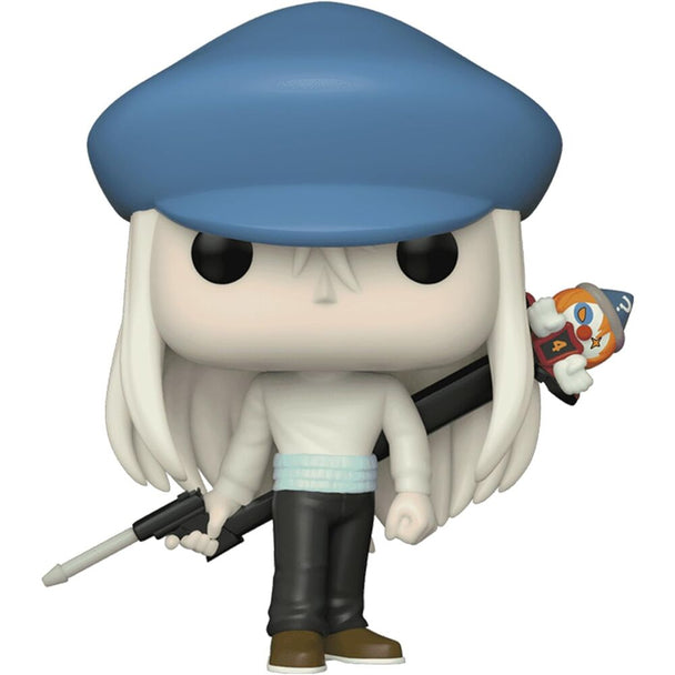 Détail de la figurine Funko POP Kite Hunter X Hunter, mettant en valeur son design vinyle exclusif