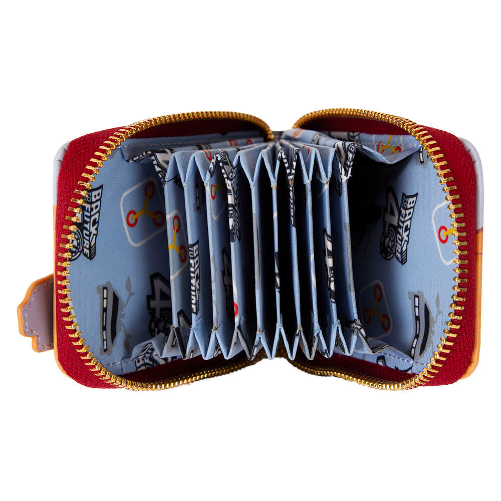 Vue latérale du porte-cartes accordéon LOUNGEFLY montrant les compartiments pour cartes.