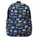 Sac à dos Loungefly Back to the Future 40e anniversaire vue de face en nylon noir avec logo coloré