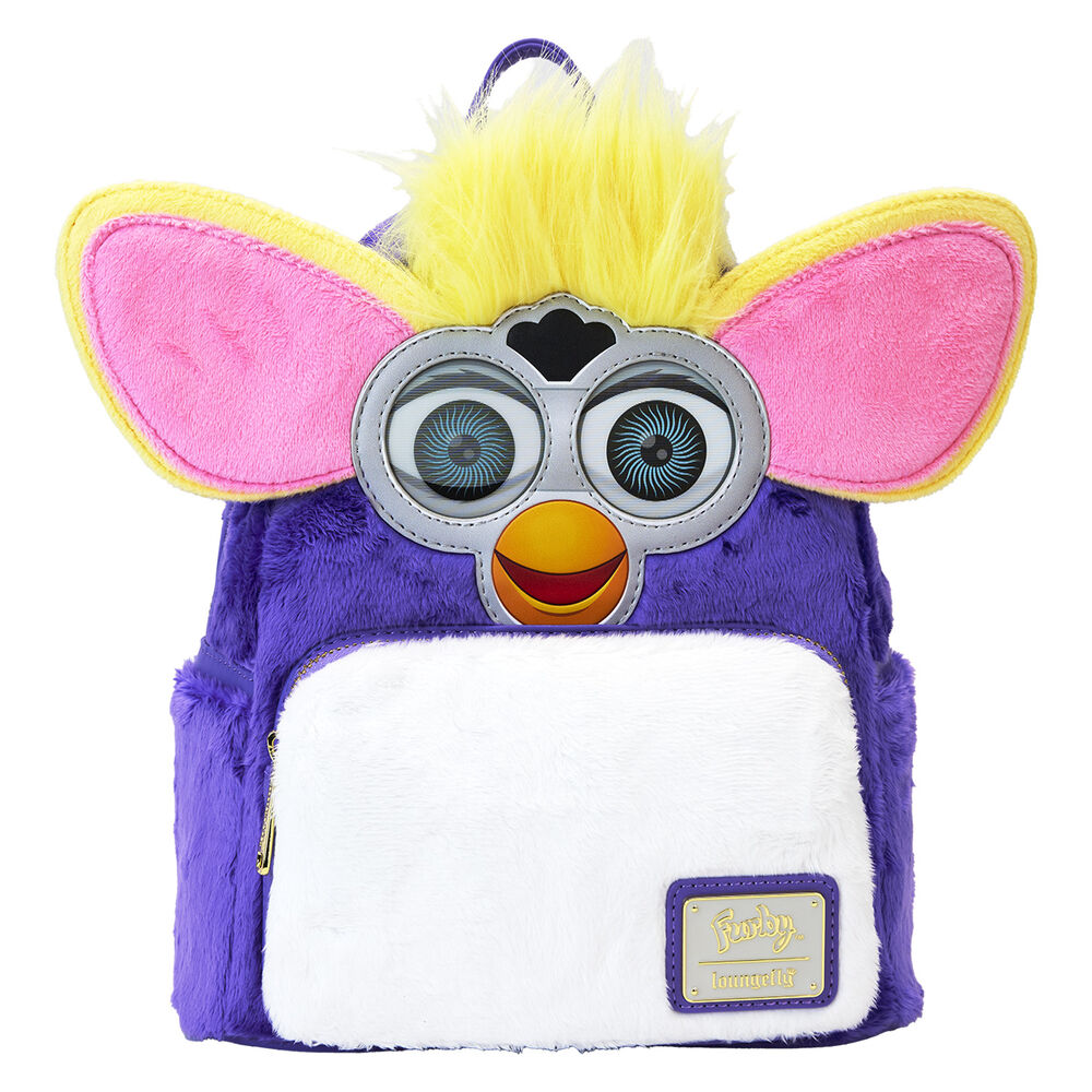 Zoom sur les appliqués et embossages du sac à dos Furby Loungefly