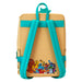 Détail des finitions dorées brillantes sur la fermeture éclair du sac à dos Sesame Street Loungefly