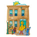 Vue avant du sac à dos Loungefly Sesame Street Corner en cuir vegan avec fermeture éclair et pendentif silicone