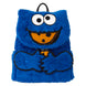 Sac à dos Loungefly Cookie Monster en peluche vue de face avec détails brodés et cuir vegan
