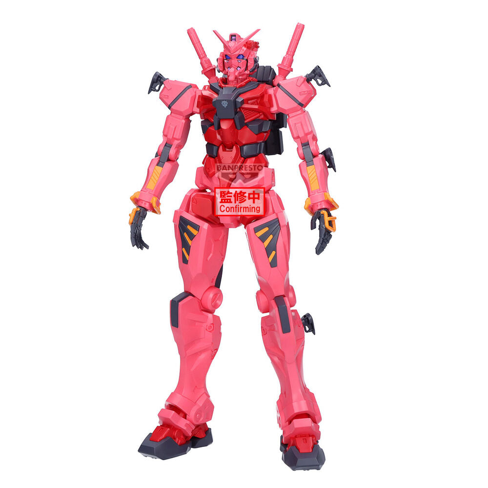 Figurine Mobile Gundam GQuuuuuuX Genkai Toppa MS de 28cm par BANPRESTO, vue de face avec détails précis et couleurs vives.