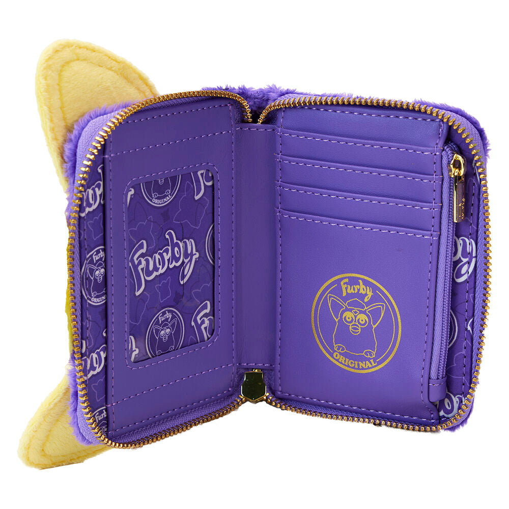 Intérieur du portefeuille Loungefly avec quatre emplacements pour cartes et fenêtre d'identification