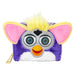 Portefeuille Loungefly Furby en cuir synthétique vegan avec fermeture éclair dorée sur fond blanc