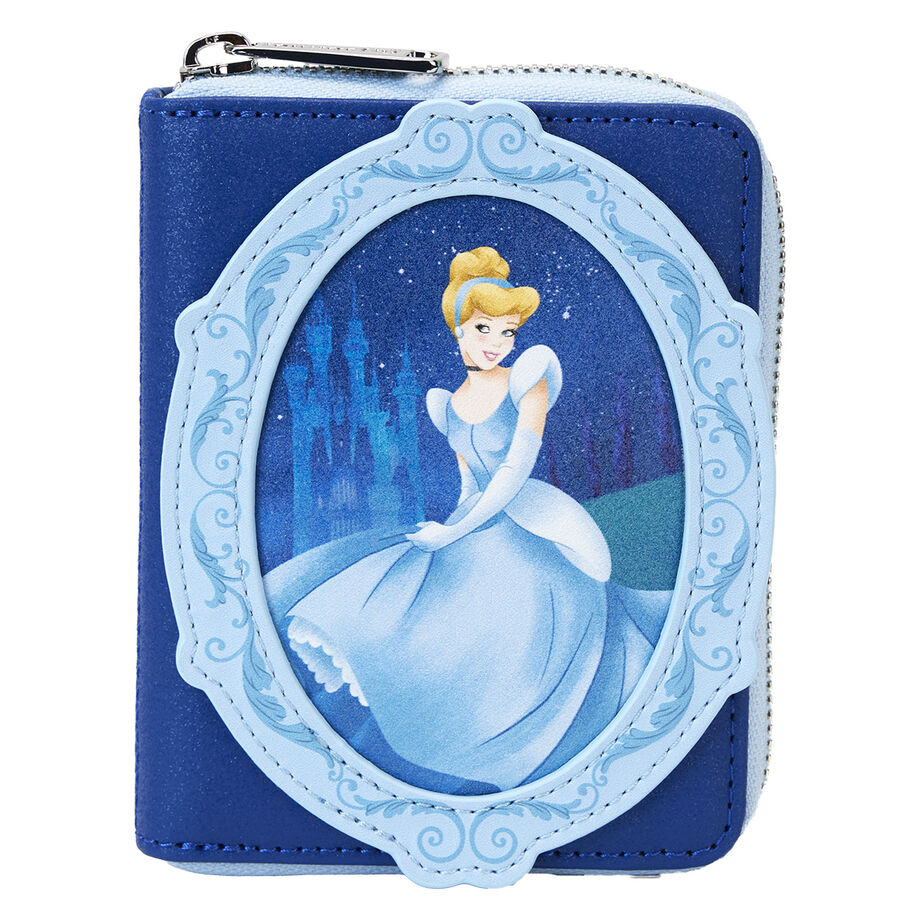 Intérieur du portefeuille Loungefly avec quatre emplacements pour cartes et doublure assortie au thème Cendrillon