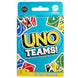 Boîte du jeu de cartes UNO Teams de MATTEL avec illustration colorée