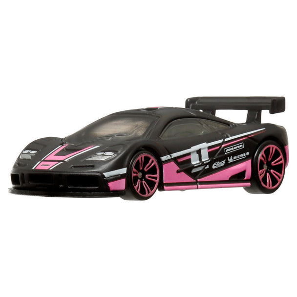 Modèle Hot Wheels néon bleu avec design aérodynamique en vue latérale