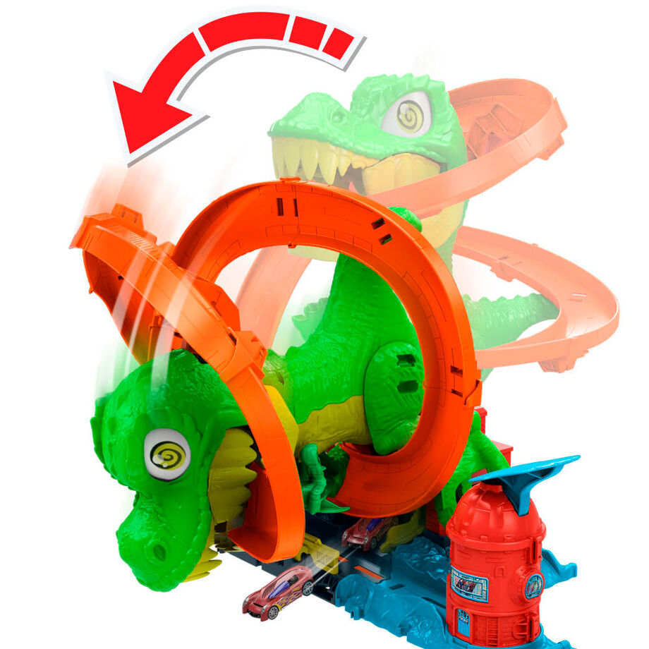 Camion de pompiers en métal à l'échelle 1:64 prêt à être lancé sur la piste du set Hot Wheels City