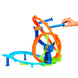 Le set de circuit Hot Wheels Rapid Launch & Loop plié à plat avec sa poignée de transport pratique.