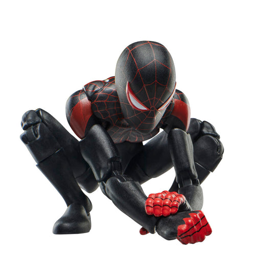 Figurine Spider-Man Miles Morales en pose de combat avec mains interchangeables