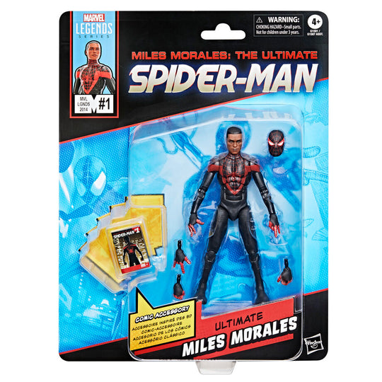 Vue de face de la figurine Marvel Legends Spider-Man Miles Morales de 15cm articulée par HASBRO