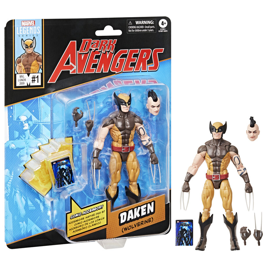 Vue de profil gauche de la figurine articulée Daken Wolverine avec costume Dark Avengers