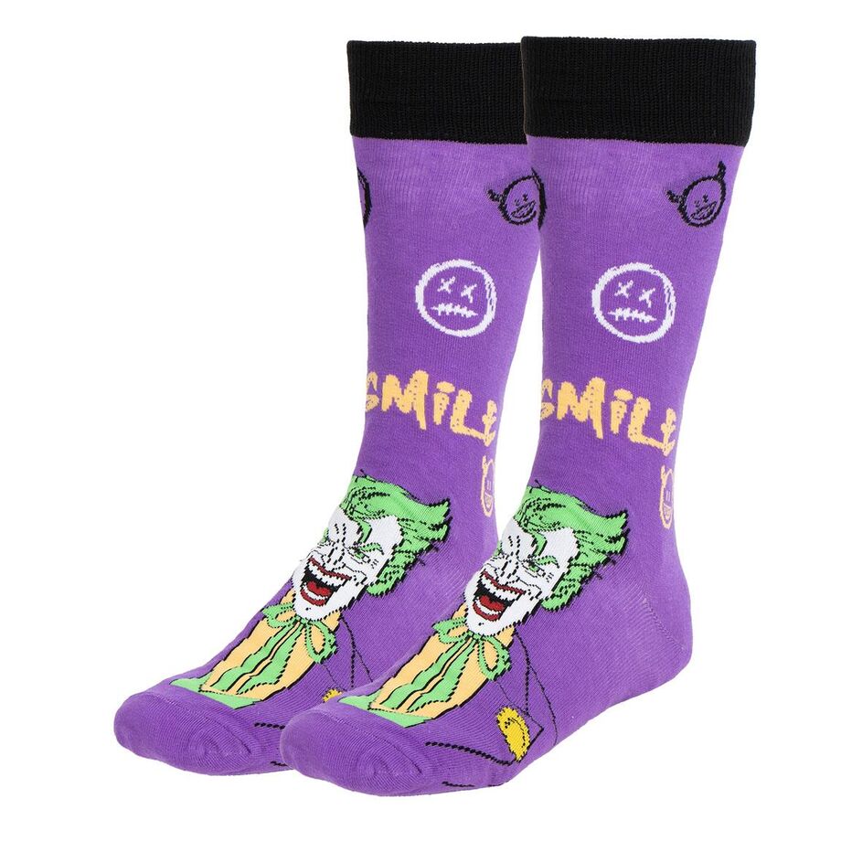 Chaussette Joker DC Comics avec motif visage iconique en gros plan
