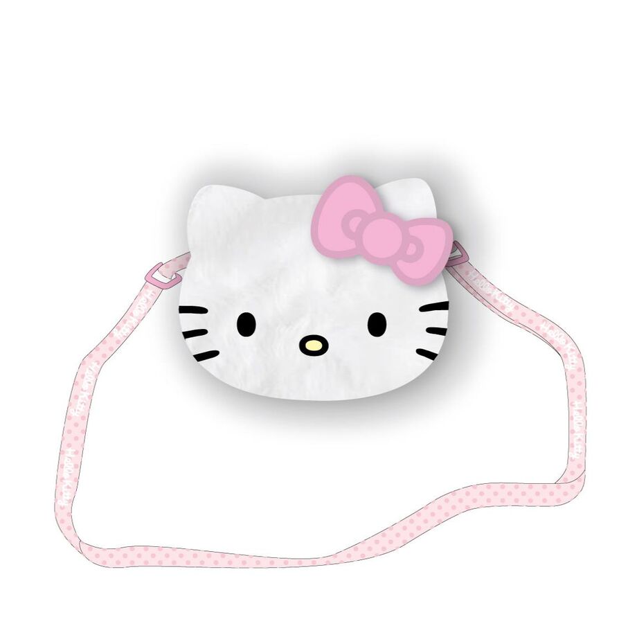 Sac Hello Kitty en polyester doux, dimensions 17x14x4cm, présenté sur fond blanc