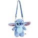 Vue de face du sac peluche Disney Stitch CERDÁ en polyester bleu avec détails brodés