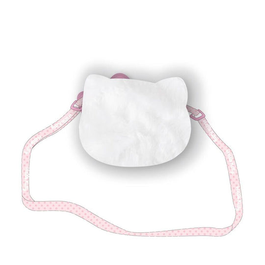 Zoom sur le tissu peluche du sac Hello Kitty CERDÁ montrant la texture moelleuse et les finitions