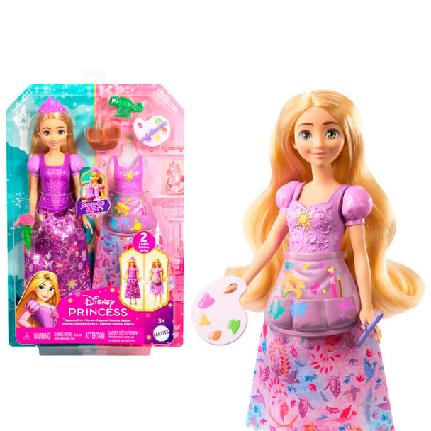 Poupée Raiponce Disney 2 en 1 avec tenue de pique-nique et accessoires colorés